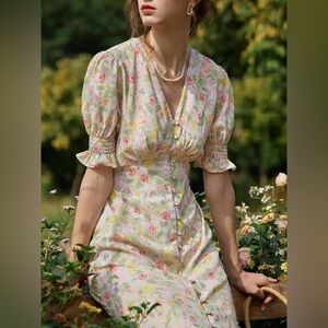 SIMPLE RETRO Kora Midi Floral Dress SZ XS